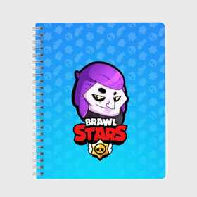 Тетрадь с принтом Mortis - BRAWL STARS в Рязани, 100% бумага | 48 листов, плотность листов — 60 г/м2, плотность картонной обложки — 250 г/м2. Листы скреплены сбоку удобной пружинной спиралью. Уголки страниц и обложки скругленные. Цвет линий — светло-серый
 | brawl | bull | colt | crow | el primo | game | games | leon | moba | mortis | online | penny | poco | shelly | spike | star | stars | wanted | брав | бравл | браво | звезда | звезды | игра | игры | моба | онлайн | старс