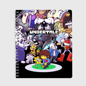 Тетрадь с принтом UNDERTALE в Рязани, 100% бумага | 48 листов, плотность листов — 60 г/м2, плотность картонной обложки — 250 г/м2. Листы скреплены сбоку удобной пружинной спиралью. Уголки страниц и обложки скругленные. Цвет линий — светло-серый
 | annoying | asriel | chara | dog | frisk | game | games | papyrus | sans | tale | under | undertale | азриэль | андертейл | игра | игры | надоедливая | надоедливые | папирус | санс | собака | собаки | фриск | чара