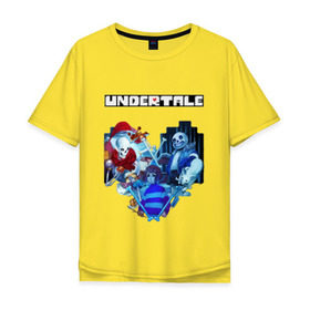 Мужская футболка хлопок Oversize с принтом UNDERTALE в Рязани, 100% хлопок | свободный крой, круглый ворот, “спинка” длиннее передней части | frisk | game | good jokes | sans | undertale | андертал | андертейл | асгор | дримур | дримурр | игра | игры | кости | логотип | надпись | папирус | подземелье | санс | сердечко | сердце | стрим | ториэль | ужас | флауи | фриск