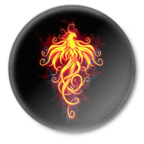 Значок с принтом Огненный Феникс в Рязани,  металл | круглая форма, металлическая застежка в виде булавки | Тематика изображения на принте: огненный феникс
