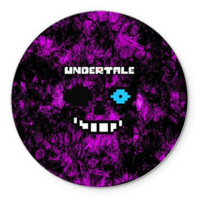 Коврик для мышки круглый с принтом Undertale Sans. в Рязани, резина и полиэстер | круглая форма, изображение наносится на всю лицевую часть | Тематика изображения на принте: 3d | pixel | sans | undertale | абстракция | андертейл | без глаз | игра | надпись | пиксель | пикселя | подземная история | текстура