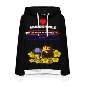 Женская толстовка 3D с принтом Undertale. в Рязани, 100% полиэстер  | двухслойный капюшон со шнурком для регулировки, мягкие манжеты на рукавах и по низу толстовки, спереди карман-кенгуру с мягким внутренним слоем. | 3d | pixel | undertale | абстракция | андертейл | геометрия | игра | надпись | пиксель | пикселя | подземная история | сердце | текстура