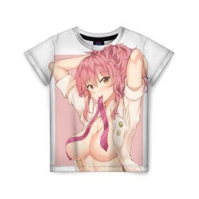 Детская футболка 3D с принтом Hentai by Magifuro Konnyaku в Рязани, 100% гипоаллергенный полиэфир | прямой крой, круглый вырез горловины, длина до линии бедер, чуть спущенное плечо, ткань немного тянется | anime | hot | meme | аниме | бикини | галстук | девушка | иероглиф | манга | стиль | фентези | формы | япония