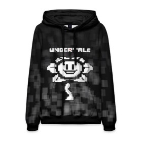 Мужская толстовка 3D с принтом Undertale. в Рязани, 100% полиэстер | двухслойный капюшон со шнурком для регулировки, мягкие манжеты на рукавах и по низу толстовки, спереди карман-кенгуру с мягким внутренним слоем. | 3d | pixel | undertale | абстракция | андертейл | геометрия | игра | надпись | пиксель | пикселя | подземная история | текстура | цветок