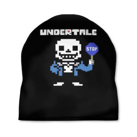 Шапка 3D с принтом Undertale STOP. в Рязани, 100% полиэстер | универсальный размер, печать по всей поверхности изделия | 3d | pixel | sans | stop | undertale | абстракция | алфавит | андертейл | буквы | геометрия | знак | игра | надпись | пиксель | пикселя | подземная история | текстура