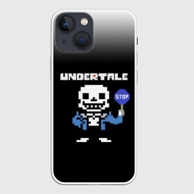 Чехол для iPhone 13 mini с принтом Undertale STOP. в Рязани,  |  | 3d | pixel | sans | stop | undertale | абстракция | алфавит | андертейл | буквы | геометрия | знак | игра | надпись | пиксель | пикселя | подземная история | текстура