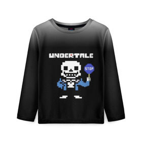 Детский лонгслив 3D с принтом Undertale STOP. в Рязани, 100% полиэстер | длинные рукава, круглый вырез горловины, полуприлегающий силуэт
 | 3d | pixel | sans | stop | undertale | абстракция | алфавит | андертейл | буквы | геометрия | знак | игра | надпись | пиксель | пикселя | подземная история | текстура