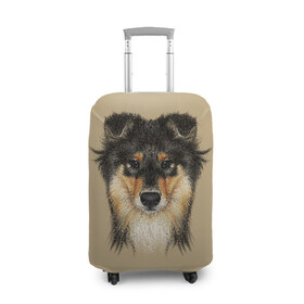 Чехол для чемодана 3D с принтом Sheltie в Рязани, 86% полиэфир, 14% спандекс | двустороннее нанесение принта, прорези для ручек и колес | animal | black | breed | brown | cute | dog | drawing | eyes | kind | look | muzzle | portrait | red | взгляд | глаза | добрый | животное | коричневый | милый | пёс | порода | портрет | рисунок | рыжий | собака | черный | шелти