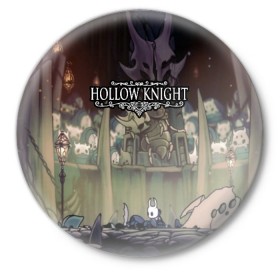 Значок с принтом HOLLOW KNIGHT в Рязани,  металл | круглая форма, металлическая застежка в виде булавки | game | games | hallownest | hollow knight | безымянный рыцарь | бои | враги | заброшенное королевство | игра | исследование | компьютерная игра | насекомые | персонаж | поиск | приключения | секреты