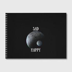 Альбом для рисования с принтом Sad Happy в Рязани, 100% бумага
 | матовая бумага, плотность 200 мг. | Тематика изображения на принте: jesus | rap | грустный | джизус | джизус возрождение | джизус рэпер | джизус ты ювелир | мерч | музыка | реп | рэп | счастливый