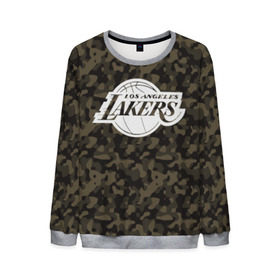 Мужской свитшот 3D с принтом Los Angeles Lakers Camo в Рязани, 100% полиэстер с мягким внутренним слоем | круглый вырез горловины, мягкая резинка на манжетах и поясе, свободная посадка по фигуре | camo | lakers | los angeles lakers | nba | баскетбол | камуфляж | лос анджелес лейкерс | нба | спорт | хаки