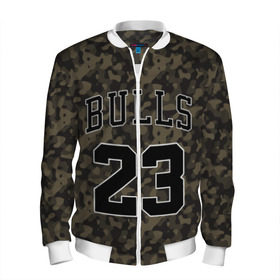 Мужской бомбер 3D с принтом Chicago Bulls 23 Camo в Рязани, 100% полиэстер | застегивается на молнию, по бокам два кармана без застежек, по низу бомбера и на воротнике - эластичная резинка | Тематика изображения на принте: bulls | camo | chicago | chicago bulls | nba | баскетбол | буллз | камуфляж | нба | спорт | хаки | чикаго | чикаго буллз