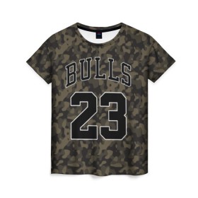 Женская футболка 3D с принтом Chicago Bulls 23 Camo в Рязани, 100% полиэфир ( синтетическое хлопкоподобное полотно) | прямой крой, круглый вырез горловины, длина до линии бедер | Тематика изображения на принте: bulls | camo | chicago | chicago bulls | nba | баскетбол | буллз | камуфляж | нба | спорт | хаки | чикаго | чикаго буллз