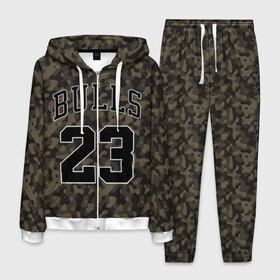 Мужской костюм 3D с принтом Chicago Bulls 23 Camo в Рязани, 100% полиэстер | Манжеты и пояс оформлены тканевой резинкой, двухслойный капюшон со шнурком для регулировки, карманы спереди | bulls | camo | chicago | chicago bulls | nba | баскетбол | буллз | камуфляж | нба | спорт | хаки | чикаго | чикаго буллз