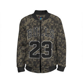 Детский бомбер 3D с принтом Chicago Bulls 23 Camo в Рязани, 100% полиэстер | застегивается на молнию, по бокам два кармана без застежек, мягкие манжеты, по низу бомбера и на воротнике — эластичная резинка | bulls | camo | chicago | chicago bulls | nba | баскетбол | буллз | камуфляж | нба | спорт | хаки | чикаго | чикаго буллз