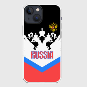 Чехол для iPhone 13 mini с принтом HOCKEY RUSSIA в Рязани,  |  | hockey | russia | sport | герб | надписи | россия | сборная хоккея | символика | спорт | спортсмен | триколор | форма | хоккей | чемпионат | я русский