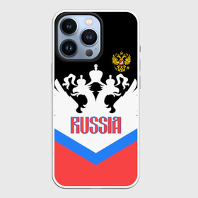 Чехол для iPhone 13 Pro с принтом HOCKEY RUSSIA в Рязани,  |  | Тематика изображения на принте: hockey | russia | sport | герб | надписи | россия | сборная хоккея | символика | спорт | спортсмен | триколор | форма | хоккей | чемпионат | я русский