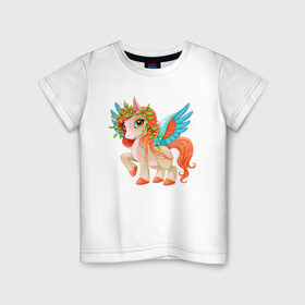 Детская футболка хлопок с принтом Принцесса единорог в Рязани, 100% хлопок | круглый вырез горловины, полуприлегающий силуэт, длина до линии бедер | pony | грива | девочка | единорог | конь | копыта | красивая | лошадка | лошадь | милая | пони | природа закат | радуга
