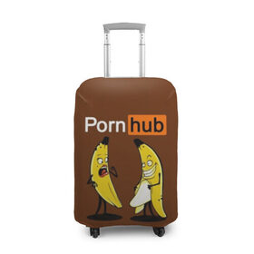 Чехол для чемодана 3D с принтом PORN HUB в Рязани, 86% полиэфир, 14% спандекс | двустороннее нанесение принта, прорези для ручек и колес | бананы | логотип | пошлое