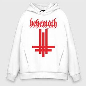 Мужское худи Oversize хлопок с принтом behemoth в Рязани, френч-терри — 70% хлопок, 30% полиэстер. Мягкий теплый начес внутри —100% хлопок | боковые карманы, эластичные манжеты и нижняя кромка, капюшон на магнитной кнопке | Тематика изображения на принте: behemoth | blackmetal | death | metal | metall | rock