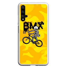 Чехол для Honor 20 с принтом BMX в Рязани, Силикон | Область печати: задняя сторона чехла, без боковых панелей | Тематика изображения на принте: bike | bmx | bones | extreme | skeleton | skull | sport | велосипед | скелет | спорт | череп | экстрим