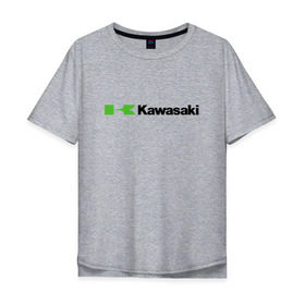 Мужская футболка хлопок Oversize с принтом Kawasaki в Рязани, 100% хлопок | свободный крой, круглый ворот, “спинка” длиннее передней части | Тематика изображения на принте: kawasaki | байк | байкер | кавасаки | мото | мотоцикл | скутер