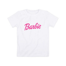 Детская футболка хлопок с принтом Barbie в Рязани, 100% хлопок | круглый вырез горловины, полуприлегающий силуэт, длина до линии бедер | bad | barbie | bratz | girl | princess | team | барби | братц | девочка | дочка | дочь | кукла | куколка | лого | логотип | любимая | невеста | подружка | прекрасная