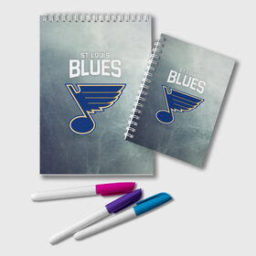 Блокнот с принтом St Louis Blues в Рязани, 100% бумага | 48 листов, плотность листов — 60 г/м2, плотность картонной обложки — 250 г/м2. Листы скреплены удобной пружинной спиралью. Цвет линий — светло-серый
 | Тематика изображения на принте: nhl | st. louis blues | блюз | нхл | сент луиз | сент луис | сент луис блюз | тарасенко | хоккей | шайба