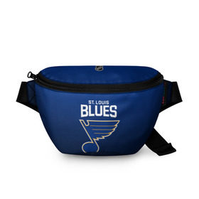 Поясная сумка 3D с принтом St. Louis Blues в Рязани, 100% полиэстер | плотная ткань, ремень с регулируемой длиной, внутри несколько карманов для мелочей, основное отделение и карман с обратной стороны сумки застегиваются на молнию | nhl | st. louis blues | блюз | нхл | сент луиз | сент луис | сент луис блюз | тарасенко | хоккей | шайба