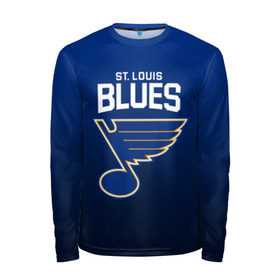 Мужской лонгслив 3D с принтом St. Louis Blues в Рязани, 100% полиэстер | длинные рукава, круглый вырез горловины, полуприлегающий силуэт | nhl | st. louis blues | блюз | нхл | сент луиз | сент луис | сент луис блюз | тарасенко | хоккей | шайба