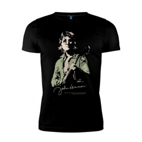 Мужская футболка премиум с принтом Джон Леннон в Рязани, 92% хлопок, 8% лайкра | приталенный силуэт, круглый вырез ворота, длина до линии бедра, короткий рукав | активист | бас гитара | британский | гитара | губная гармоника | клавишные | композитор | музыкант | певец | писатель | поэт | рок | художник
