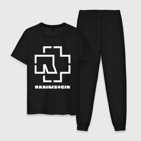 Мужская пижама хлопок с принтом RAMMSTEIN в Рязани, 100% хлопок | брюки и футболка прямого кроя, без карманов, на брюках мягкая резинка на поясе и по низу штанин
 | music | rammstein | rock | группа | музыка | музыканты | рамштайн | рок