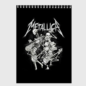 Скетчбук с принтом Metallica в Рязани, 100% бумага
 | 48 листов, плотность листов — 100 г/м2, плотность картонной обложки — 250 г/м2. Листы скреплены сверху удобной пружинной спиралью | album | black | concert | heavy | kirk | metal | metallica | music | rock | tolls | джеймс хэтфилд | кирк хэмметт | клифф бёртон | ларс ульрих | метал | металлика | трэш
