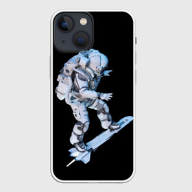 Чехол для iPhone 13 mini с принтом Космонавт в Рязани,  |  | astronaut | black | cool | man | skateboard | space | space suit | suit | астронавт | космонавт | космос | костюм | прикольный | скафандр | скейтборд | человек | черный