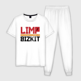 Мужская пижама хлопок с принтом Limp Bizkit в Рязани, 100% хлопок | брюки и футболка прямого кроя, без карманов, на брюках мягкая резинка на поясе и по низу штанин
 | Тематика изображения на принте: dj lethal | американская | группа | джон отто | ню метал | рок | рэп | уэс борланд | фред дёрст