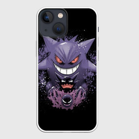 Чехол для iPhone 13 mini с принтом Pokemon Gengar Rubber в Рязани,  |  | battle | drawing | entei | go | legendary | lugia | metagross | nintendo | pikachu | pokemon | raikou | squirtle | zapdos | брок | бульбазавр | мисти | монстр | пикачу | покемон | эш