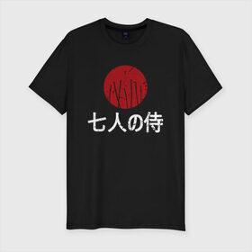 Мужская футболка премиум с принтом Seven Samurai в Рязани, 92% хлопок, 8% лайкра | приталенный силуэт, круглый вырез ворота, длина до линии бедра, короткий рукав | 7 | anime | japan | ninja | samurai | senpai | аниме | катана | кровь | кун | меч | ниндзя | ониме | сакура | самураи | самурай | семпай | сенпай | сенсей | тян | япония