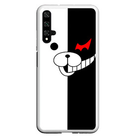 Чехол для Honor 20 с принтом MONOKUMA (КАПЮШОН) в Рязани, Силикон | Область печати: задняя сторона чехла, без боковых панелей | anime | bear | black  white | danganronpa | kurokuma | monodam | monokuma | monomi | monotaro | pink | rabbit | school | shirokuma | аниме | главарь | мoноми | монокума | черно белый | школа