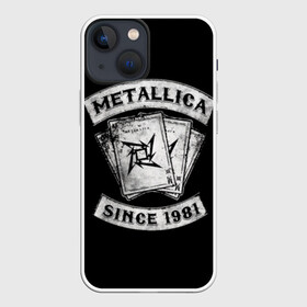 Чехол для iPhone 13 mini с принтом Metallica в Рязани,  |  | album | black | concert | heavy | kirk | metal | metallica | music | rock | tolls | джеймс хэтфилд | кирк хэмметт | клифф бёртон | ларс ульрих | метал | металлика | трэш