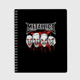 Тетрадь с принтом Metallica в Рязани, 100% бумага | 48 листов, плотность листов — 60 г/м2, плотность картонной обложки — 250 г/м2. Листы скреплены сбоку удобной пружинной спиралью. Уголки страниц и обложки скругленные. Цвет линий — светло-серый
 | album | black | concert | heavy | kirk | metal | metallica | music | rock | tolls | джеймс хэтфилд | кирк хэмметт | клифф бёртон | ларс ульрих | метал | металлика | трэш