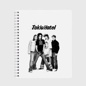 Тетрадь с принтом Tokio Hotel в Рязани, 100% бумага | 48 листов, плотность листов — 60 г/м2, плотность картонной обложки — 250 г/м2. Листы скреплены сбоку удобной пружинной спиралью. Уголки страниц и обложки скругленные. Цвет линий — светло-серый
 | Тематика изображения на принте: alternative rock | band | bill kaulitz | boys | german | hotel | music | pop rock | powerpop | synthpop | tokyo | tom ka | альтернативный рок | билл каулитц | георг листинг | группа | густав шефер | мальчики | музыка | немецкая | отель | пауэр поп