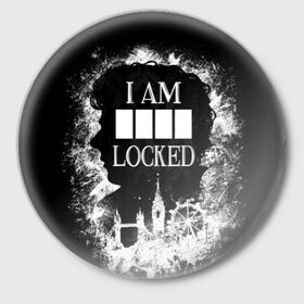 Значок с принтом I AM LOCKED в Рязани,  металл | круглая форма, металлическая застежка в виде булавки | holmes | mr moment | sherlock | ватсон | дедукция | детектив | камбербэтч | мориарти | мр момент | сериал | фильм | холмс | холодное чтение | шерлок