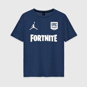 Женская футболка хлопок Oversize с принтом Jordan x Fortnite (5) в Рязани, 100% хлопок | свободный крой, круглый ворот, спущенный рукав, длина до линии бедер
 | 2019 | fortnite | game | jordan | nba | джордан | игра | королевская битва | кроссовки | нба | форнайт | фортнай | фортнайт