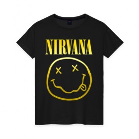 Женская футболка хлопок с принтом NIRVANA (НА СПИНЕ) в Рязани, 100% хлопок | прямой крой, круглый вырез горловины, длина до линии бедер, слегка спущенное плечо | nirvana | альтернативный рок | гранж | группа | курт кобейн | логотип нирвана | музыка | нирвана | песни | рок