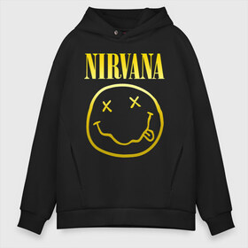 Мужское худи Oversize хлопок с принтом NIRVANA (НА СПИНЕ) в Рязани, френч-терри — 70% хлопок, 30% полиэстер. Мягкий теплый начес внутри —100% хлопок | боковые карманы, эластичные манжеты и нижняя кромка, капюшон на магнитной кнопке | nirvana | альтернативный рок | гранж | группа | курт кобейн | логотип нирвана | музыка | нирвана | песни | рок