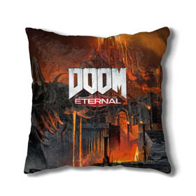 Подушка 3D с принтом DOOM Eternal в Рязани, наволочка – 100% полиэстер, наполнитель – холлофайбер (легкий наполнитель, не вызывает аллергию). | состоит из подушки и наволочки. Наволочка на молнии, легко снимается для стирки | bethesda | dead | death | doom | doom eternal | game | games | metal | monster | ps4 | space | steam | xbox | дум | игра | космос | метал | меч | экшн