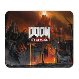 Коврик для мышки прямоугольный с принтом DOOM Eternal в Рязани, натуральный каучук | размер 230 х 185 мм; запечатка лицевой стороны | Тематика изображения на принте: bethesda | dead | death | doom | doom eternal | game | games | metal | monster | ps4 | space | steam | xbox | дум | игра | космос | метал | меч | экшн