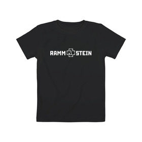 Детская футболка хлопок с принтом RAMMSTEIN в Рязани, 100% хлопок | круглый вырез горловины, полуприлегающий силуэт, длина до линии бедер | Тематика изображения на принте: music | rammstein | rock | группа | музыка | музыканты | рамштайн | рок