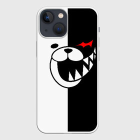 Чехол для iPhone 13 mini с принтом Monokuma открыл рот в Рязани,  |  | anime | bear | black  white | danganronpa | kurokuma | monodam | monokuma | monomi | monotaro | pink | rabbit | school | shirokuma | аниме | главарь | мoноми | монокума | черно белый | школа