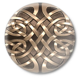 Значок с принтом Кельтские узоры в Рязани,  металл | круглая форма, металлическая застежка в виде булавки | Тематика изображения на принте: 3d | арт | кельтские узоры | медь | черный